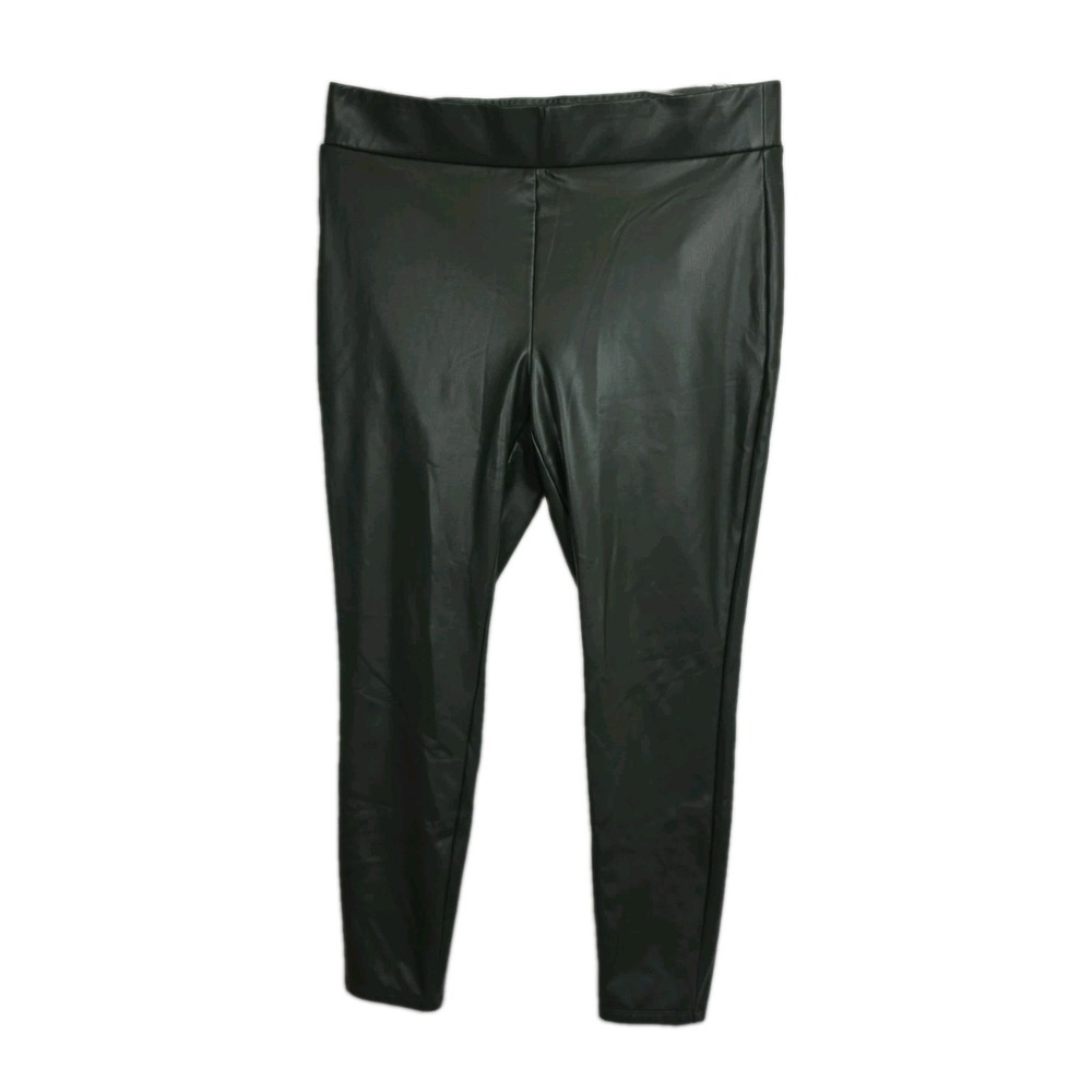 Loft Faux Leather Pants Women's Size L Gray Pull-On Skinny Leg
